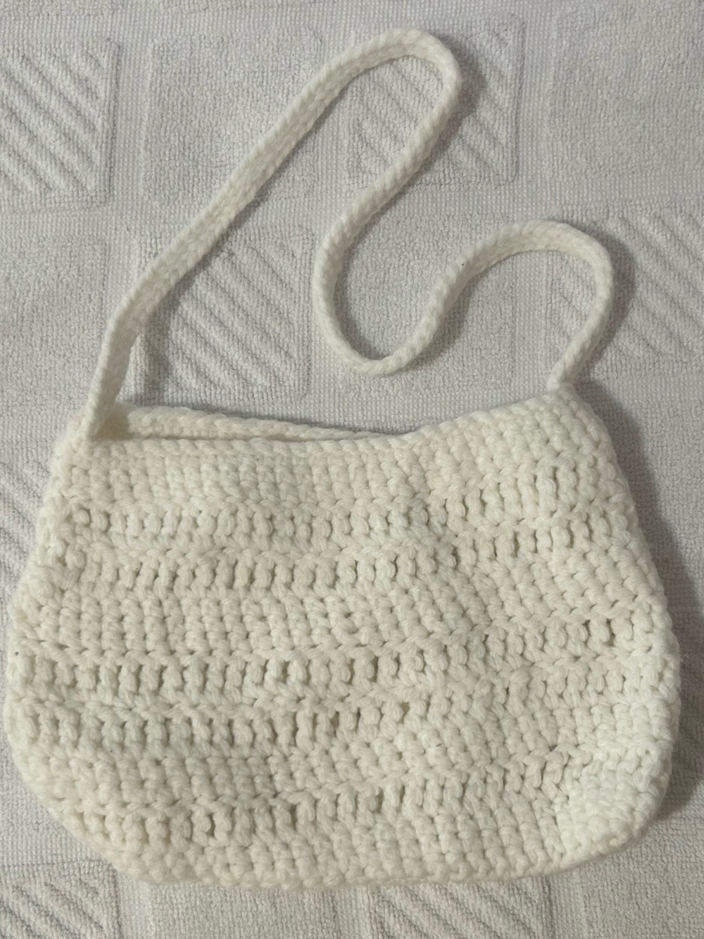 Handmade Crochet Cream Shoulder Bag